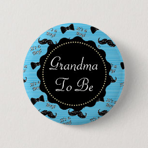 Oma om Blue Mustache Bowtie Baby shower te zijn Ronde Button 5,7 Cm