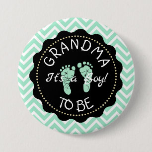 Oma om de groene knoop van het Baby shower van de Ronde Button 7,6 Cm