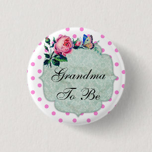 Oma om  Floral Baby shower Button te zijn