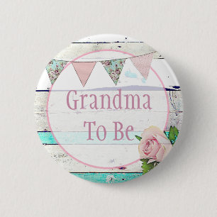 Oma om het Rustische Baby shower van Shabby te zi Ronde Button 5,7 Cm