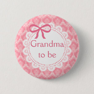 Oma om met de knop Roze Baby shower te zijn Ronde Button 5,7 Cm