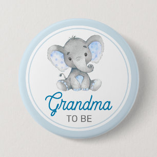 Oma om New Granny Baby Boy Shower Elephant te word Ronde Button 7,6 Cm