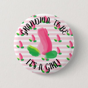 Oma om Rosebud Roze Baby shower Button te zijn