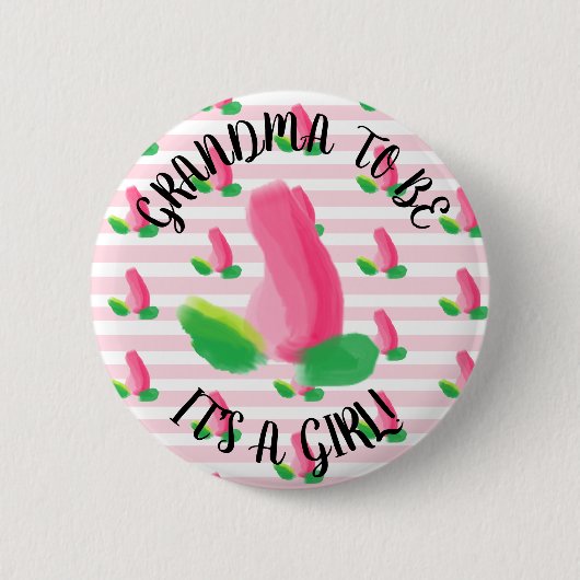 Oma om Rosebud Roze Baby shower Button te zijn (Voorkant)
