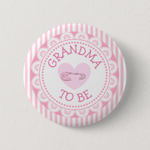 Oma om roze Baby shower Button te zijn