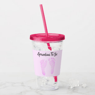 Oma om roze Baby voetafdrukken te zijn Aankondigin Acryl Drinkbeker