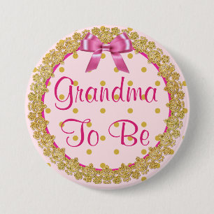 Oma om roze en gouden Baby shower Button te zijn