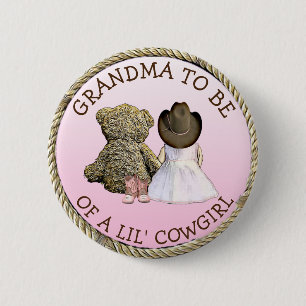 Oma om van een Lil' Cowgirl Baby shower Button te 