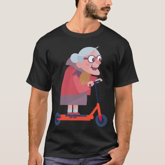 oma oma scooter grootmoeder grappig nieuwe grootmo t-shirt (Voorkant)