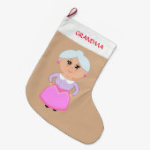 Oma op Beige Grote Kerstsok (Voorkant (Hangend))