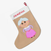 Oma op Beige Grote Kerstsok (Achterkant (Hangend))
