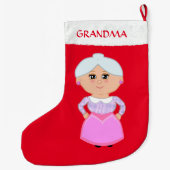 Oma op rood grote kerstsok (Achterkant)
