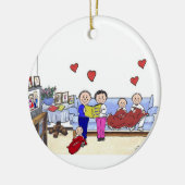 Oma & Opa, 3 kinderen Keramisch Ornament (Links)