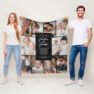 Oma & Opa houden van jou 10-foto-collage modern Fleece Deken