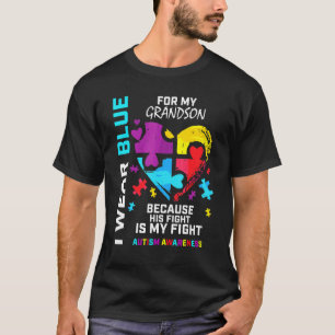 Oma opa ik draag blauw voor mijn kleinkind autisme t-shirt