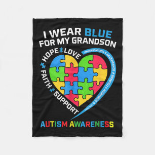 Oma opa ik Draag blauw voor mijn kleinzoon autisme Fleece Deken
