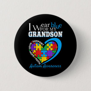 Oma opa ik Draag blauw voor mijn kleinzoon autisme Ronde Button 5,7 Cm