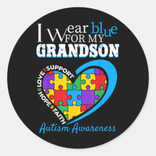 Oma opa ik Draag blauw voor mijn kleinzoon autisme Ronde Sticker