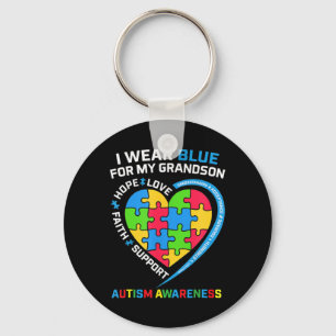 Oma opa ik Draag blauw voor mijn kleinzoon autisme Sleutelhanger