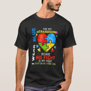 Oma opa ik draag blauw voor mijn kleinzoon autisme t-shirt