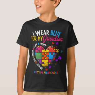Oma Opa Ik Draag Blauw Voor Mijn Kleinzoon Autisme T-shirt
