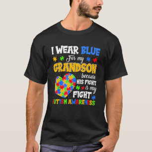 Oma opa ik draag blauw voor mijn kleinzoon autisme t-shirt