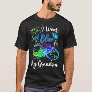 Oma opa ik draag blauw voor mijn kleinzoon autisme t-shirt