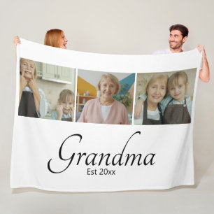 Oma Opgericht Jaar Aangepaste 3 Foto Collage Cadea Fleece Deken