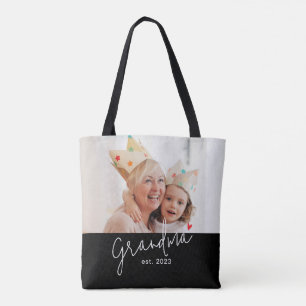 Oma Opgericht Schrift Zwarte Foto Draagtas