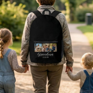 Oma Opgericht Script Geschenk 3 Foto Bedrukte Rugzak