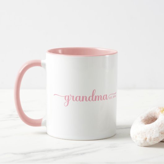 Oma opgericht | Twee Tone Roze & Wit Mok (Met donut)