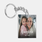 Oma Opgericht Wit Script Foto Sleutelhanger (Voorkant Links)