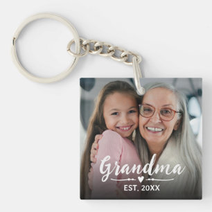 Oma Opgericht Wit Script Foto Sleutelhanger