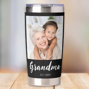 Oma Opgerichte Script Zwart 2 Foto  Geïsoleerde Drinkbeker
