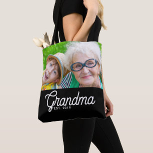 Oma Opgerichte Script Zwarte Foto Draagtas