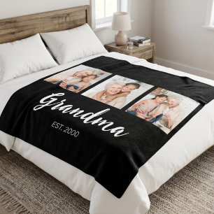 Oma Oprichtte Elegant Schrift Zwart 3 Foto Fleece Deken