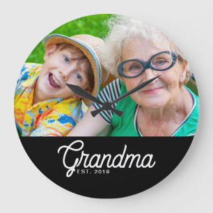 Oma Oprichtte Zwart Wit Script Foto Grote Klok