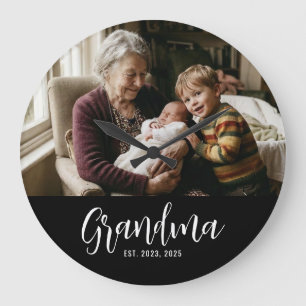 Oma Oprichtte Zwart Wit Script Foto Grote Klok