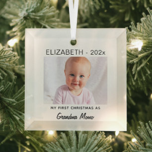 Oma/pa 1e Kerstmis, Baby Foto Keepsake Glas Ornament