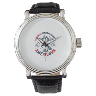 Oma patriottisch Americorn eenhoorn shirt ontwerp_ Horloge