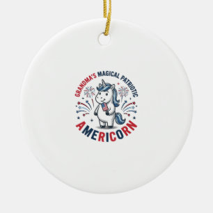 Oma patriottische Amerikaanse eenhoorn T-shirt ont Keramisch Ornament