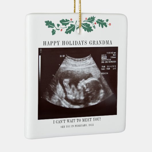 Oma Prettige feestdagen Zwangerschap Ultrasound Fo Keramisch Ornament (Rechts)