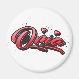 Oma red Heart Graffiti Magnet Magneet