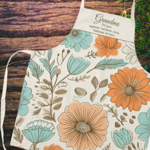 Oma Retro Bloemen Kleinkinderen Namen Schort