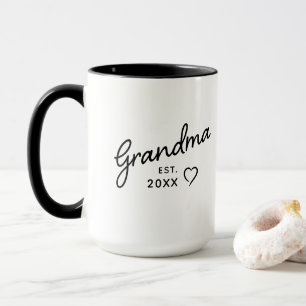 Oma Reveal stichtingsjaar minimalistische zwart-wi Mok