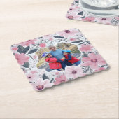 Oma roze bloemfoto kartonnen onderzetters (Gebogen)