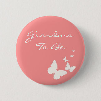 Oma roze en witte vlinder om te worden gepeld ronde button 5,7 cm