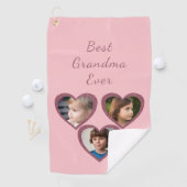 Oma Roze Harten 3 Kleinkinderen Fotocollage Golfhanddoek (Insitu)