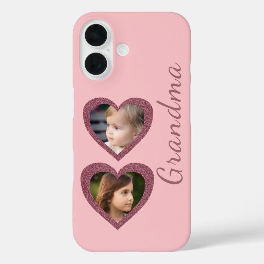 Oma Roze Harten Kleinkinderen Fotocollage Case-Mate iPhone Case (Achterkant)