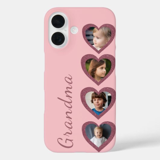 Oma Roze Harten Kleinkinderen Fotocollage Case-Mate iPhone Case (Achterkant)
